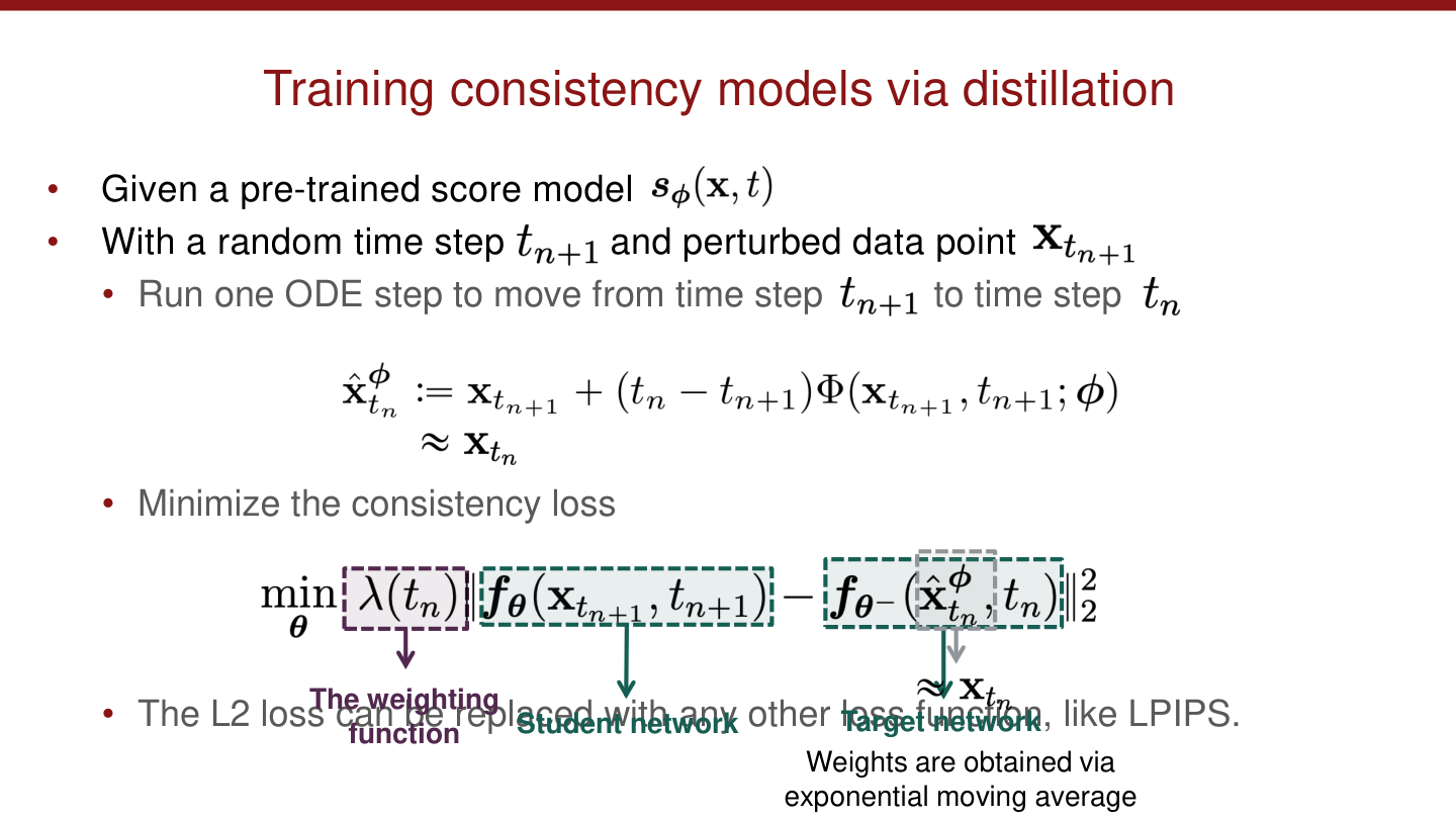 通过蒸馏训练 consistency model
